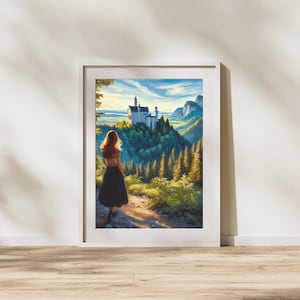 Neuschwanstein Castle Fairytale Castle Art Scenic Wall Decor Home Decor Nature aArt Forest and Mountain Scene Digital Wall Art Decor Posters