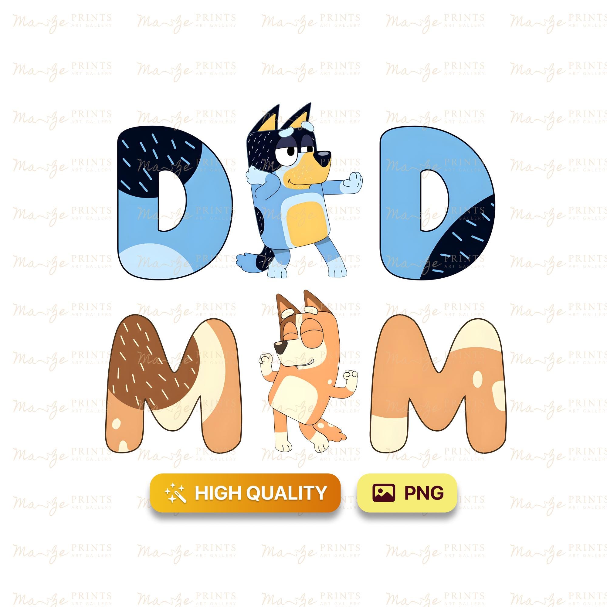 Buy Bluey Mom Dad, Bluey Family PNG SVG Bundle: Dad, Mum, Birthday ...