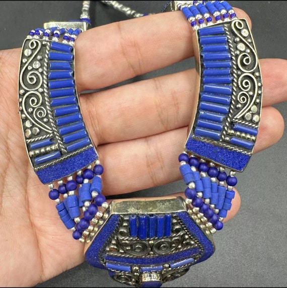 Beautiful Tibetan Rare Lapis lazuli Stone Silver … - image 3