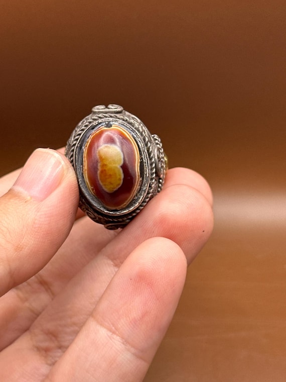 Authentic Ancient Near Eastern Silver Ring With L… - image 9
