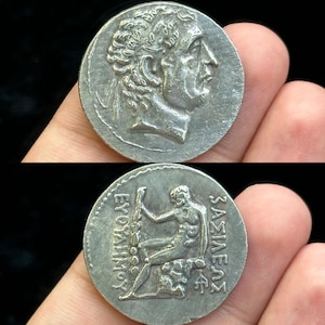 Ancient Roman Greek silver coated coin With King Image