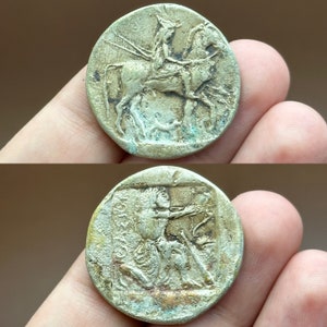 Collectible Very Rare Ancient Greek King On Horse Image Genuine Silver Coin