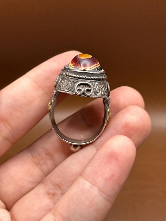 Authentic Ancient Near Eastern Silver Ring With L… - image 5