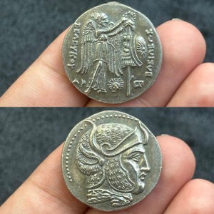 Ancient Roman Greek silver coated coin With King Image
