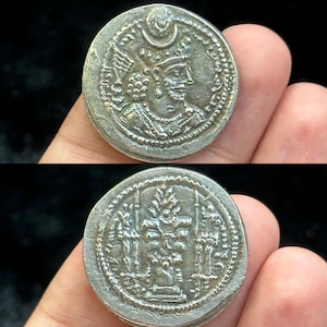 Rare Ancient Sasanian silver coated coin With King Image