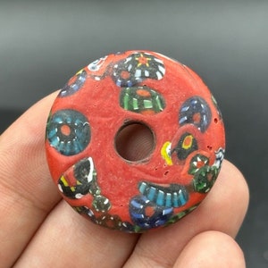 Ancient Roman mosaic glass Unique Disc Shaped bead with rare color