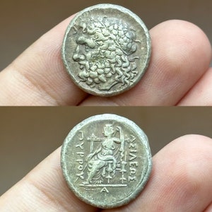 Very Rare Ancient Greek Silver Coin With King Image