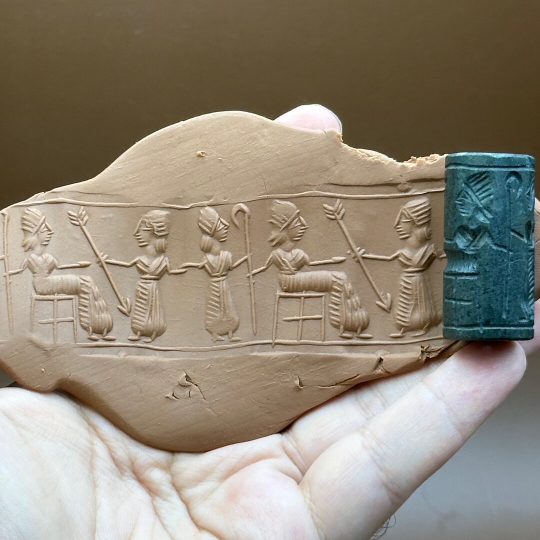 Stamps Ritual Calling Engineer Rare Ancient Near Eastern Royal Ritual Intaglio Cylinder Shape Seal ...