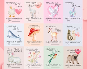 Printable Kids Valentine's Day Cards: School Classroom Valentines (PDF)