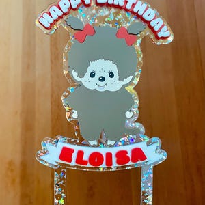 Custom Monchhichi Cake Topper - Personalized Birthday Decoration | Dual-Layer High-Quality Acrylic | Cute Monkey Party Supplies image 4