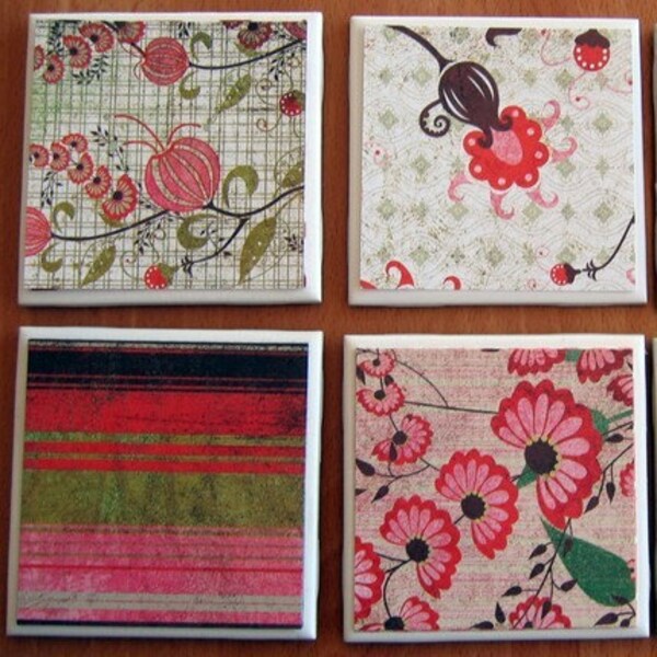 Spring Flower Coasters - Set of 4