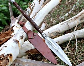 Handmade Carbon Steel Viking Spear Sword with Sheath Custom Medeival Norse Functional Spear Christmas Anniversary Gift for Men / Him