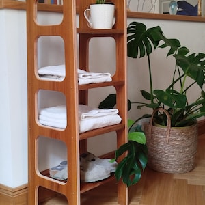 Bookcase, Mid-century modern furniture, Scandinavian decor, Teak bookshelf, Wooden bookshelf