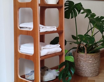 Bookshelf, Mid-century modern furniture, Scandinavian decor, Teak bookshelf, Wooden bookshelf