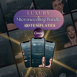 120 Microneedling Instagram Templates: Esthetician Marketing Bundle