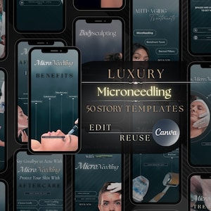 50 Microneedling Story Templates, Editable Microneedling Templates, Esthetician Marketing Bundle, Skincare Social Media, RF Microneedling
