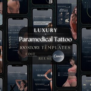 100 Paramedical Tattoo Instagram Templates: Scar Camouflage, PMU Canva Editable