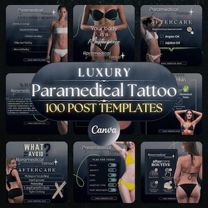 Paramedical Tattoo Instagram Templates: Scar Camouflage, PMU (Canva Editable)
