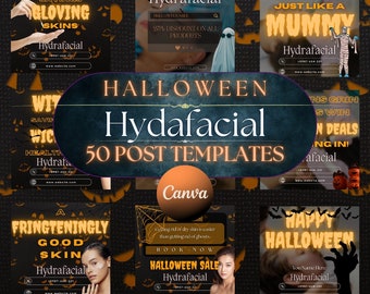 Halloween Hydrafacial Instagram Templates: Skincare Posts (50 Canva Templates)