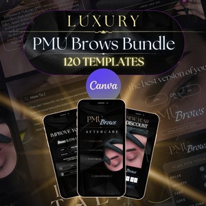 Zestaw 120 szablonów brwi PMU, szablon na Instagram Microblading, szablony Microblading, post w mediach społecznościowych PMU, szablony mediów społecznościowych
