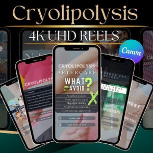 Cool Sculpting Instagram Reels Templates: Body Sculpting, Kryopolyse (Canva bearbeitbar, digitaler Download)