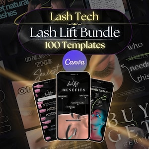 Lash Tech Instagram Templates, Lash Stylist Branding Kit, Eyelash Extension Post, Lash Tech Social Media Canva Template, Instagram Reels