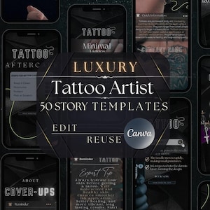 Tätowierer Instagram Templates: 50 Black Canvas Stories
