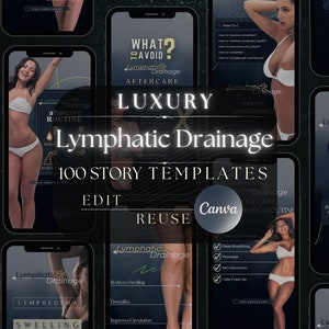 Lymphatic Drainage Instagram Templates: Massage Therapy Canva Stories (100)