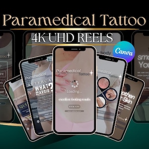 25 Reel Instagram per tatuaggi paramedici, Post di micropigmentazione paramedica, Modello per tatuaggi medici, Modelli PMU, Camouflage per cicatrici