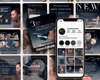 Hydrafacial Instagram Templates: Skincare Marketing Posts (Canva Editable)