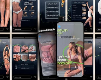 Lymphatic Drainage Instagram Templates: Massage Therapy Social Media (Canva Editable)