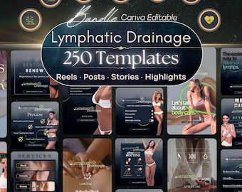 Lymphatic Drainage Instagram Templates: Massage Therapy Reels, Posts, Stories (Canva Editable)