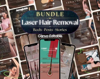 Laser Hair Removal Instagram Templates: MedSpa Marketing (Canva)