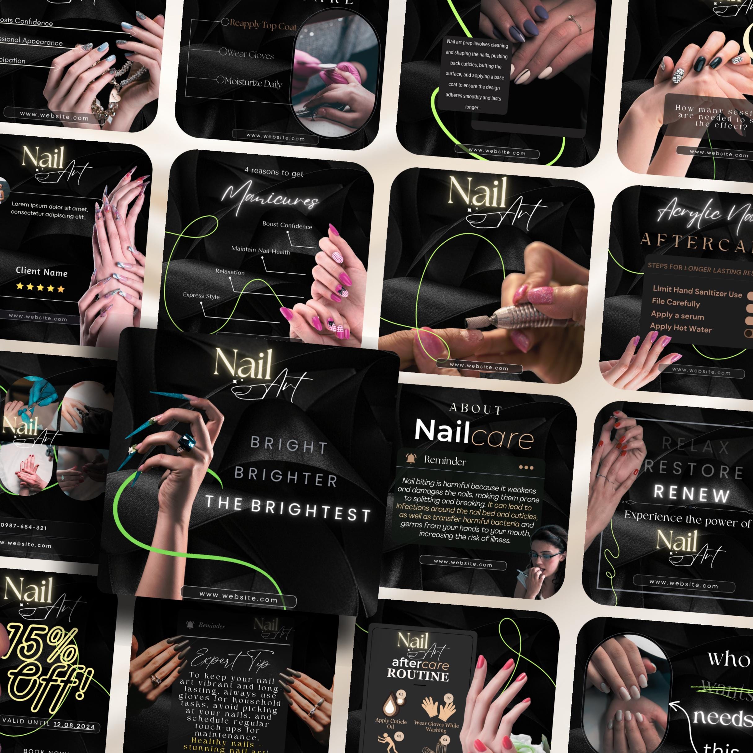 Nail Tech Instagram Templates: Nail Technician Social Media Posts ...