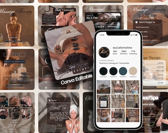 Massage Therapy Instagram Templates: Spa Marketing (Canva Editable)