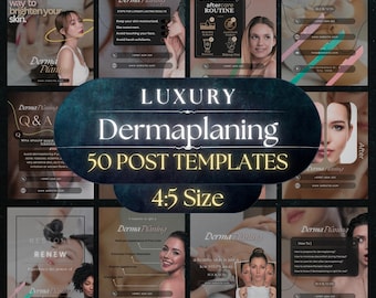 Plantillas de Instagram para dermaplaning y cuidado de la piel (Canva editable)