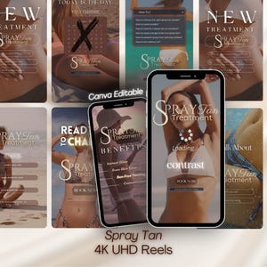 Spray Tan Instagram Templates, Tanning Social Media Marketing Reel Vids (4K UHD)