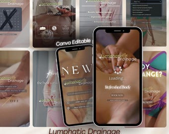 Reels de Instagram sobre drenaje linfático: Plantillas de terapia de masajes (Canva)