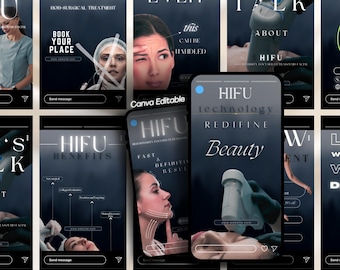 HIFU Facial Instagram Templates: Skincare Social Media (Canva Editable)