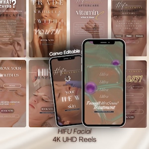 HIFU Gesichtsrollen: Hautpflege Instagram Canva Templates (4K UHD)