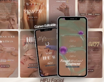 HIFU Facial Reels: Skincare Instagram Canva Templates (4K UHD)