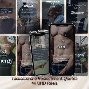 Testosterone Therapy Instagram Templates: Hormone Replacement Reels (Canva, Digital Download)