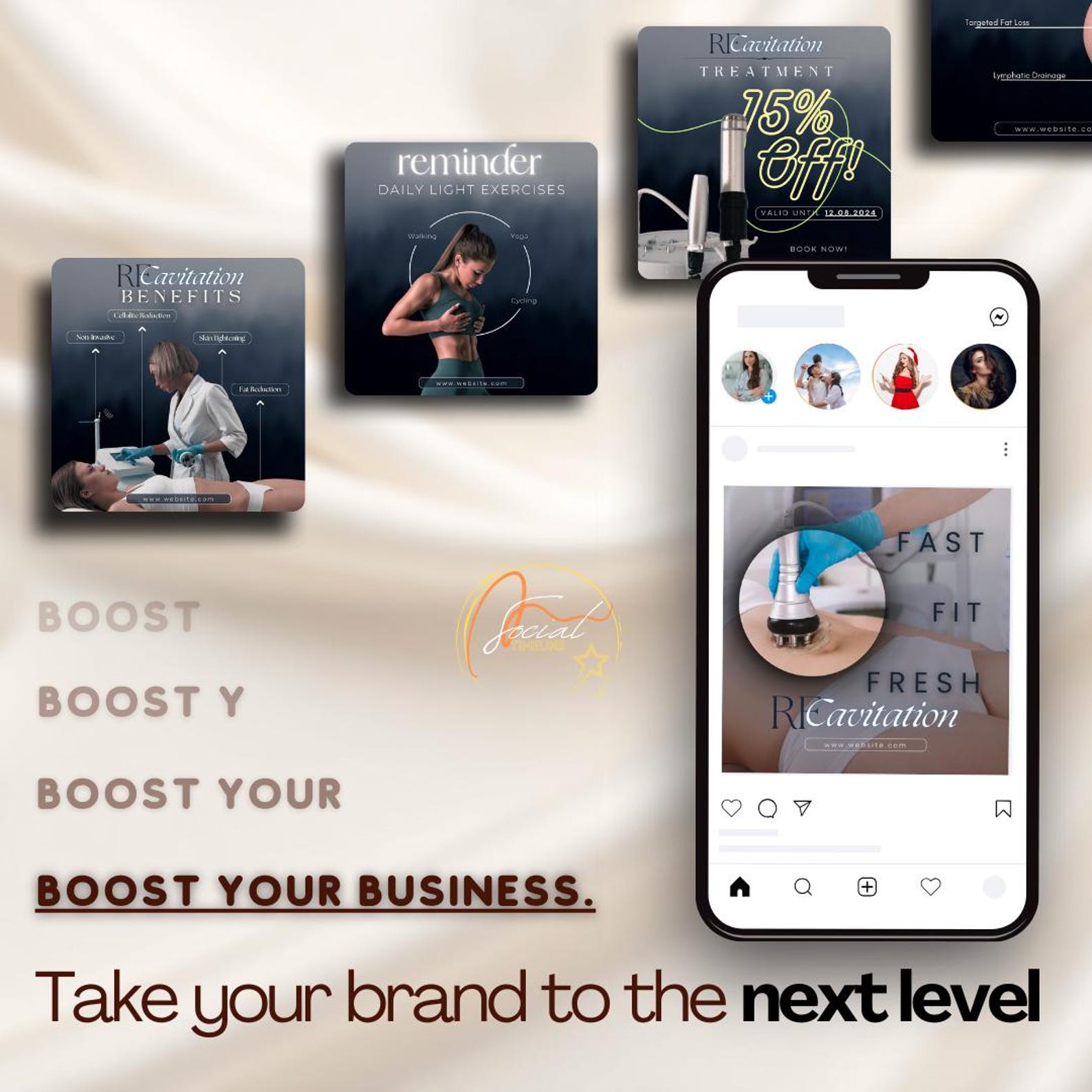 RF Cavitation Instagram Templates: Body Sculpting Social Media ...