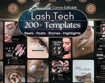 Lash Tech Instagram Templates, Lash Stylist Social Media Posts, Reels, Stories (Canva Editable)