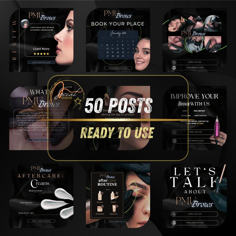 Microblading Instagram Post Templates, PMU Instagram Template ...