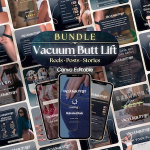 Vacuum Butt Lift Instagram Templates – Body Sculpting Social Media (Canva Editable)