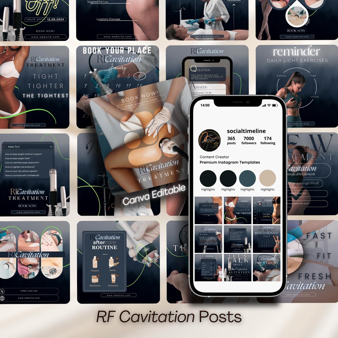 RF Cavitation Instagram Templates: Body Sculpting Social Media ...