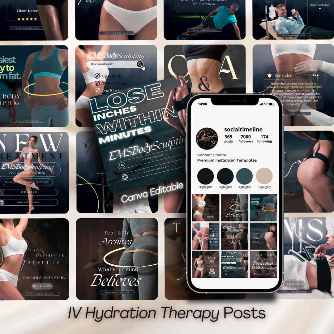 EMS Body Sculpting Instagram Templates: 50 Canva Posts - Etsy
