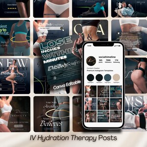 Plantillas de Instagram para esculpir el cuerpo con EMS: 50 publicaciones en Canva