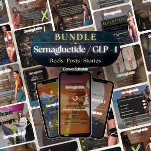 GLP-1 Weight Loss Instagram Templates, Semagluetide Social Media (Canva Editable)